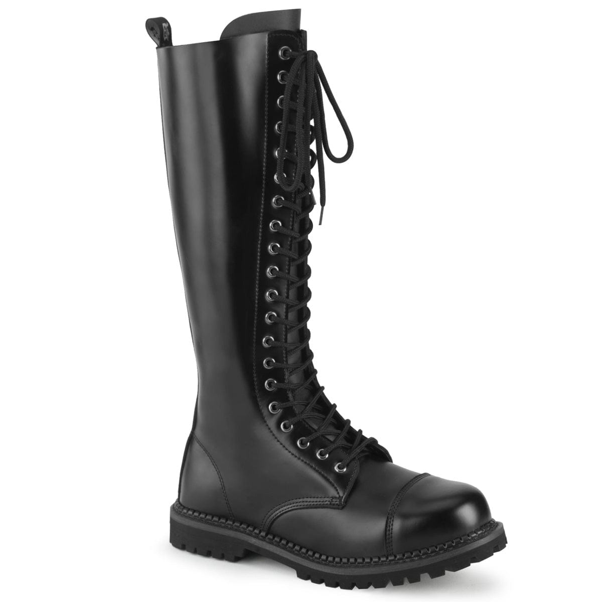 Demonia Unisex Combat Boots RIOT 20 Black Leather