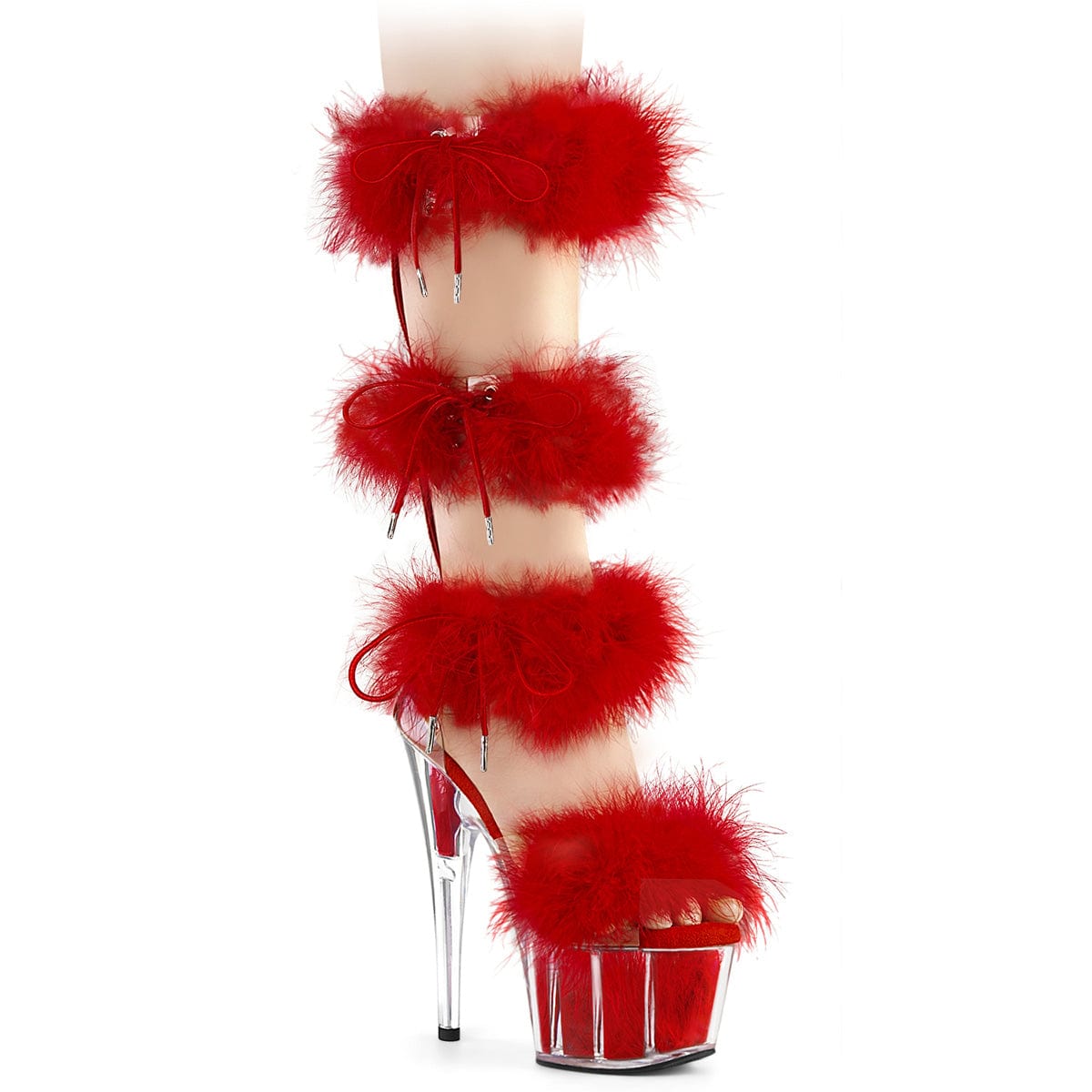 Red hot sale fluffy sandals