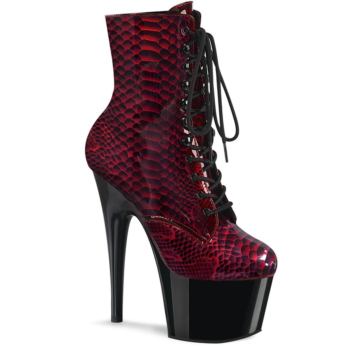 ADORE-1020SP Red Snake Print Patent/Black Ankle Boot Pleaser US Size (Women's): 5