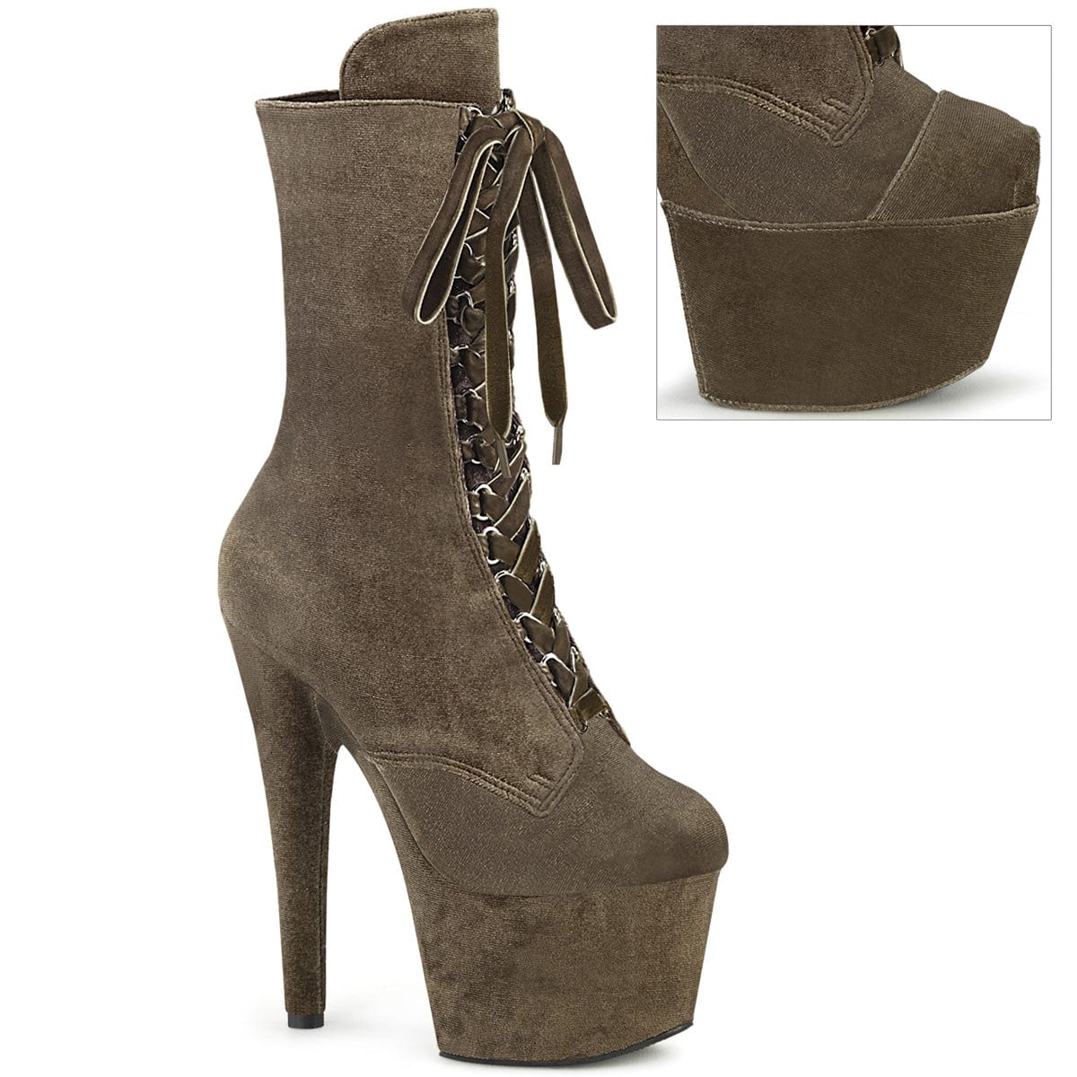 ADORE-1045VEL Khaki Velvet/Khaki Velvet Pleaser US Size (Women's): 5