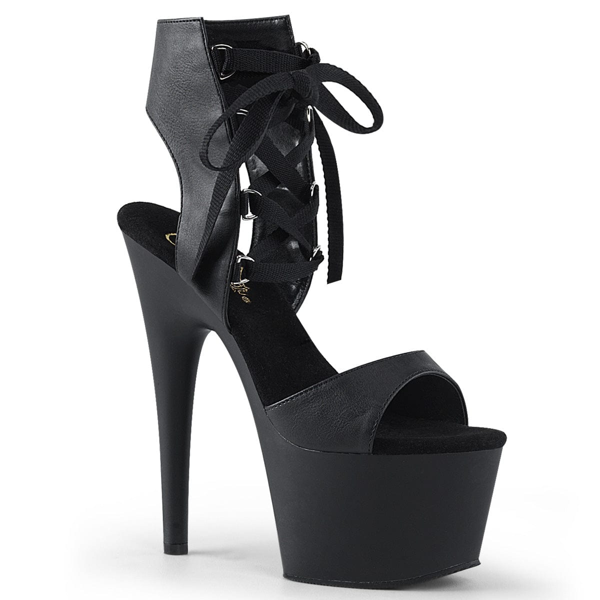 ADORE-700-14 Black Faux Leather/Black Matte Platform Sandal Pleaser US Size (Women's): 5