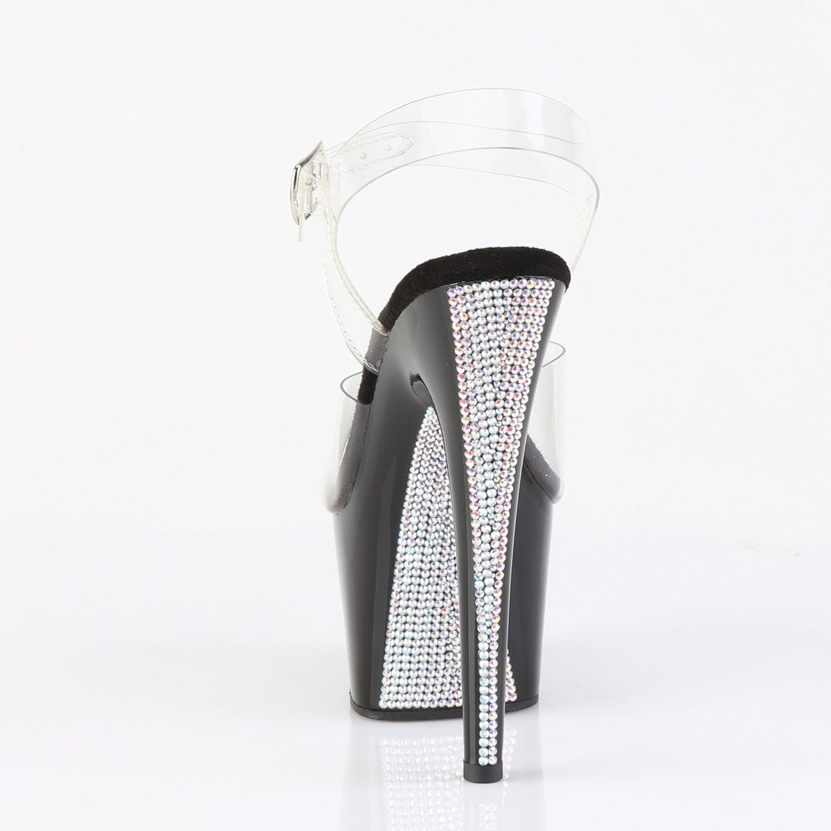 ADORE-708CRS-2 Platform Shoes Clear/Black-Silver Rhinestone