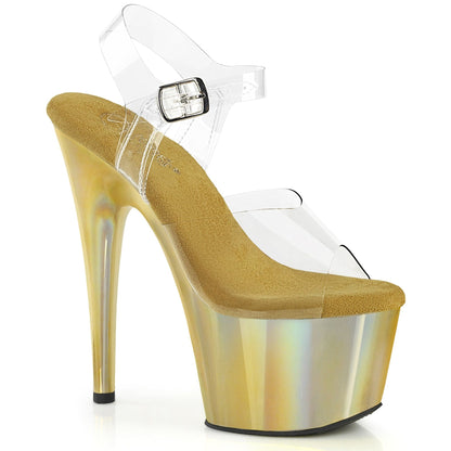 ADORE-708LQ Clear/Liquid Gold Hologram Pleaser US Size (Women's): 5