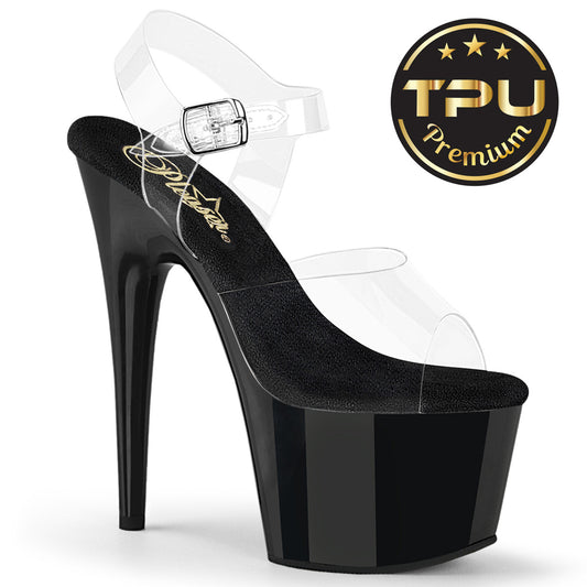 ADORE-708PREM Clear TPU/Black Platform Shoes