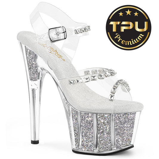 ADORE-708PREM-STNG Clear TPU/Silver Glitter Ins