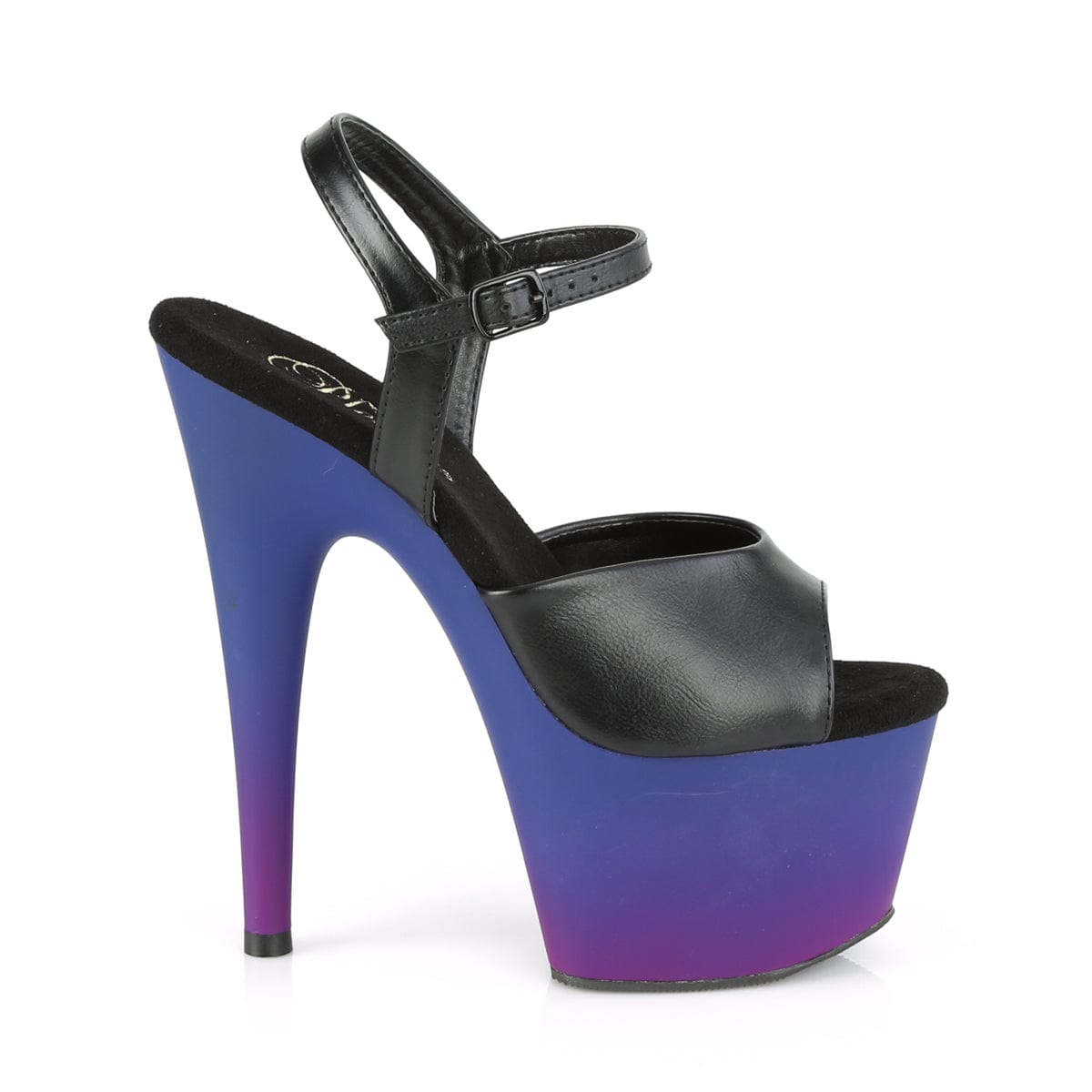 ADORE-709BP Black Faux Leather/Blue-Purple Ombre