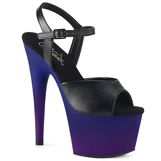 ADORE-709BP Black Faux Leather/Blue-Purple Ombre