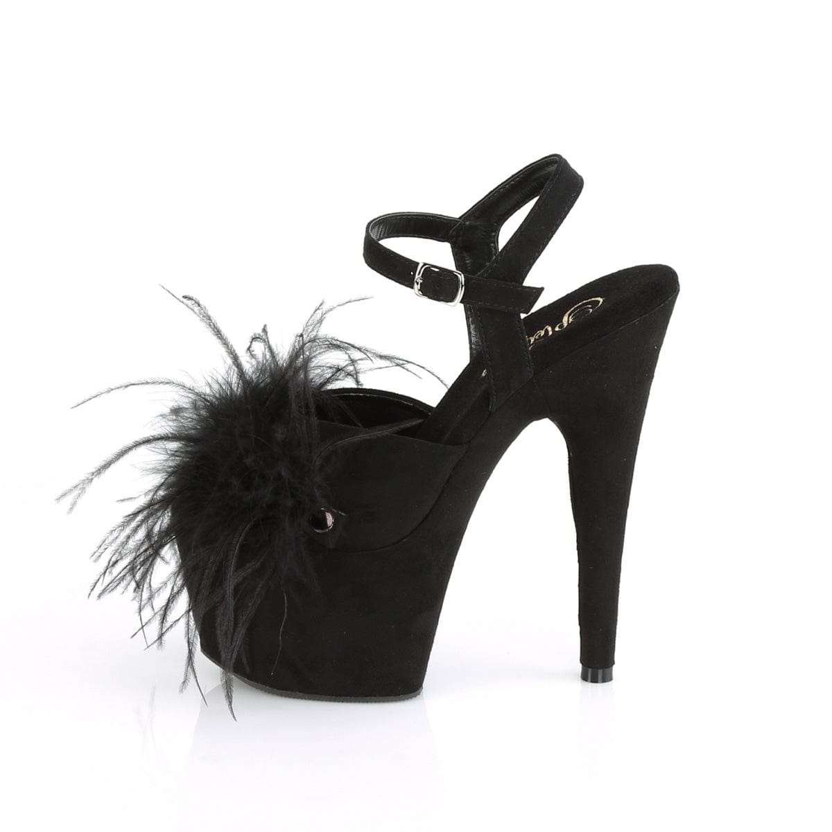 ADORE-709F Black Faux Suede-Feather/Black Faux Suede