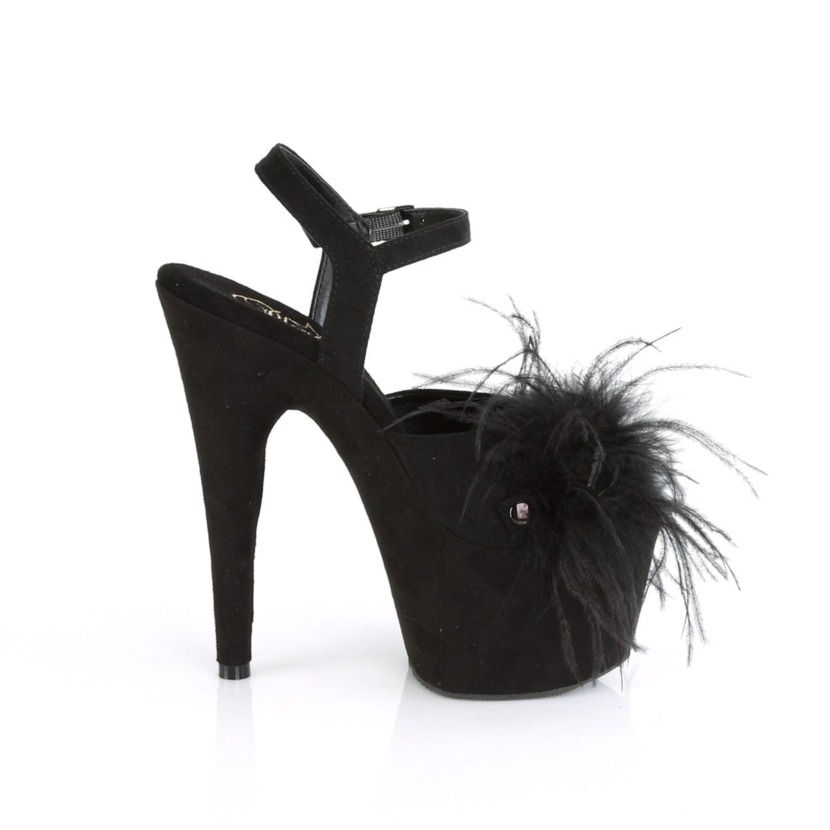 ADORE-709F Black Faux Suede-Feather/Black Faux Suede