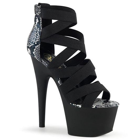 ADORE-748SP Black Elastic Band-Snake Print Patent/Black Matte