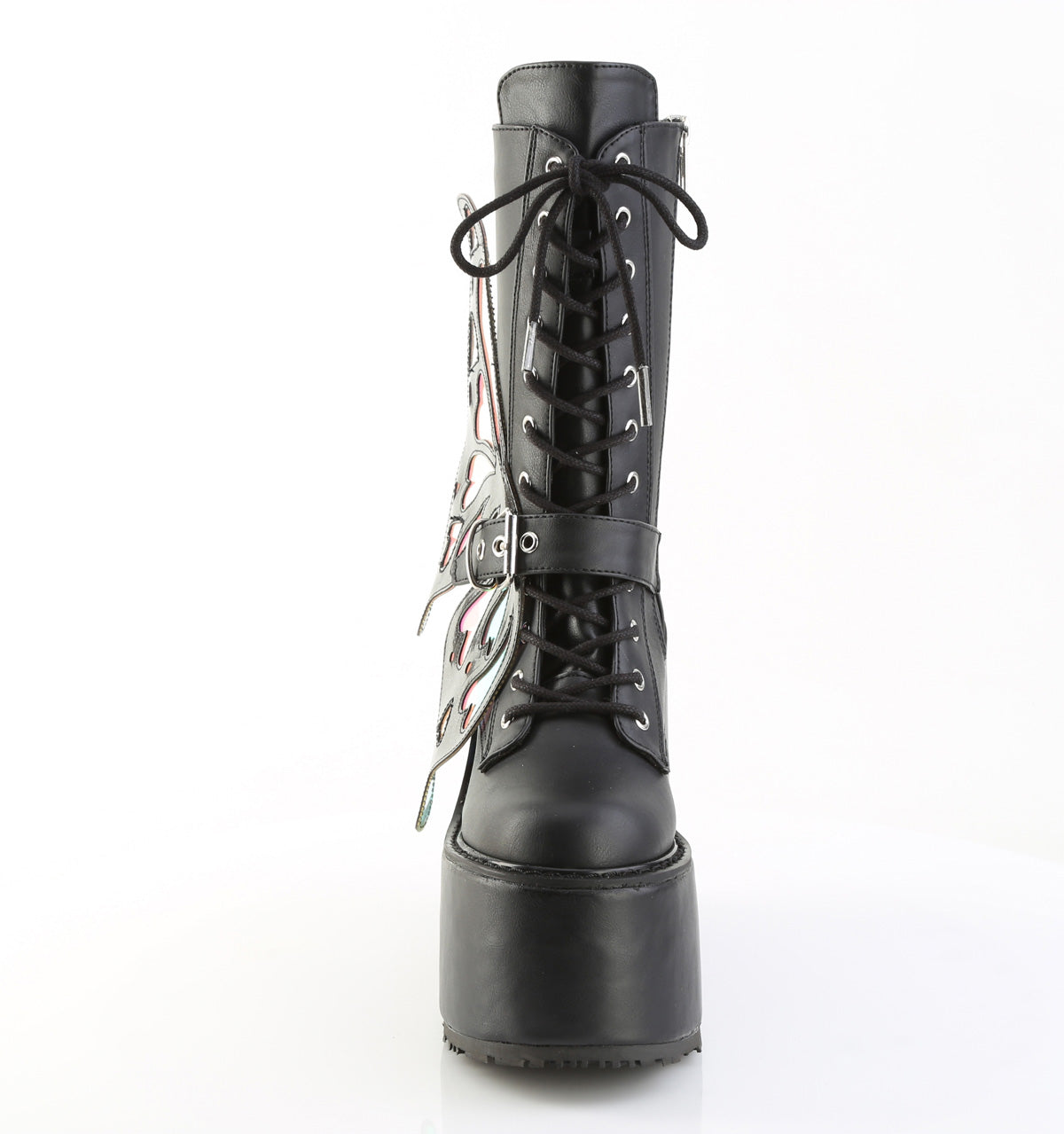 BLAZE-158 Black Vegan Leather-Magic Mirror Knee High Boots