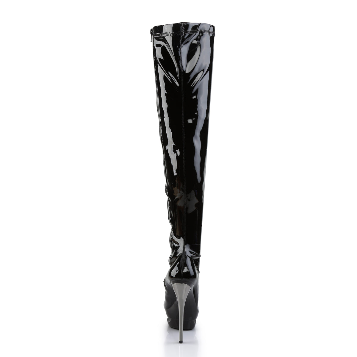 BLONDIE-3000 Black Stretch Patent/Black-Pewter Chrome