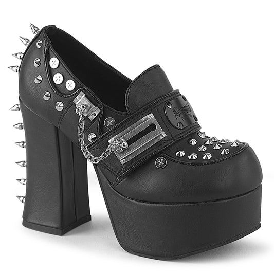 CHARADE-32 Black Vegan Leather Platform Shoes