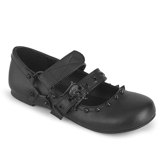 DAISY-08 Black Vegan Leather Flats Demonia US Size (Women's): 6