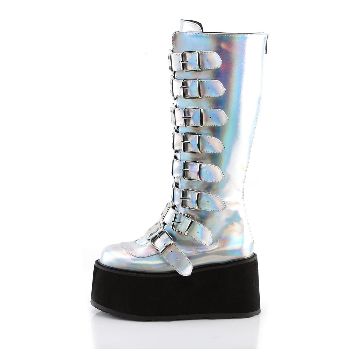 DAMNED-318 Silver Hologram Knee Boots