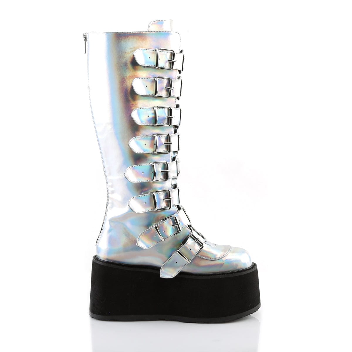 DAMNED-318 Silver Hologram Knee Boots