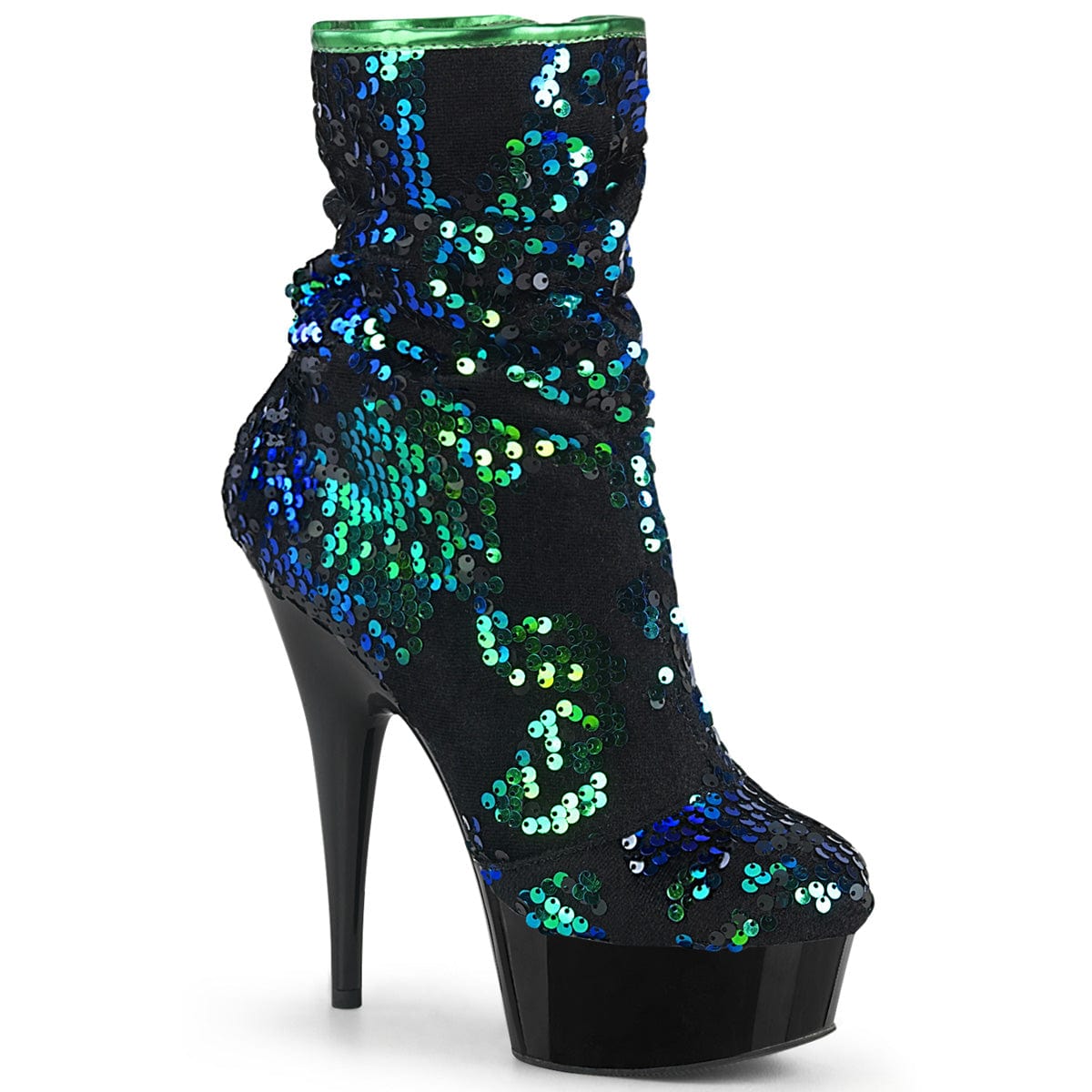 DELIGHT-1004 Green Iridescent Sequins/Black