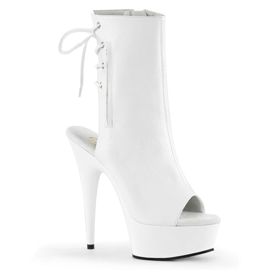 DELIGHT-1018 White Faux Leather/White