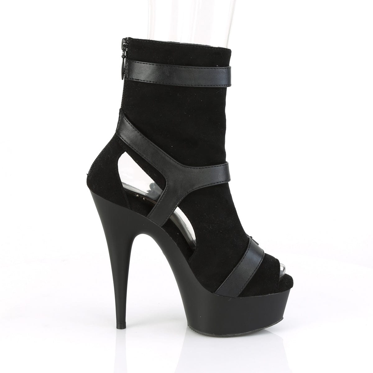 DELIGHT-1037 Black Faux Suede-Faux Leather/Black Matte