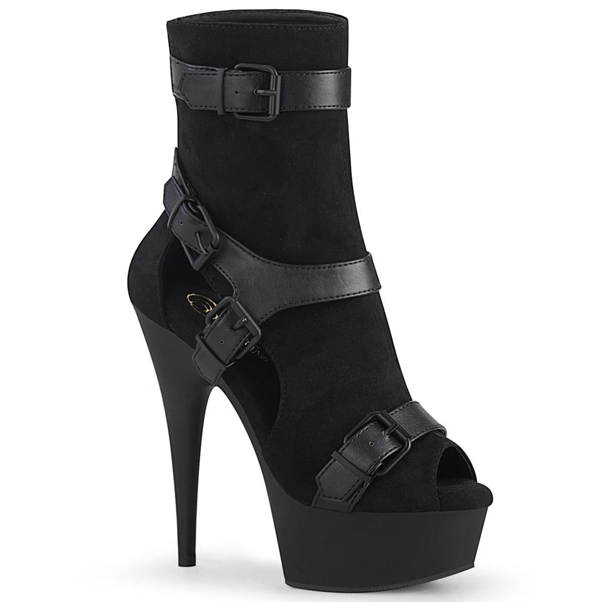 DELIGHT-1037 Black Faux Suede-Faux Leather/Black Matte