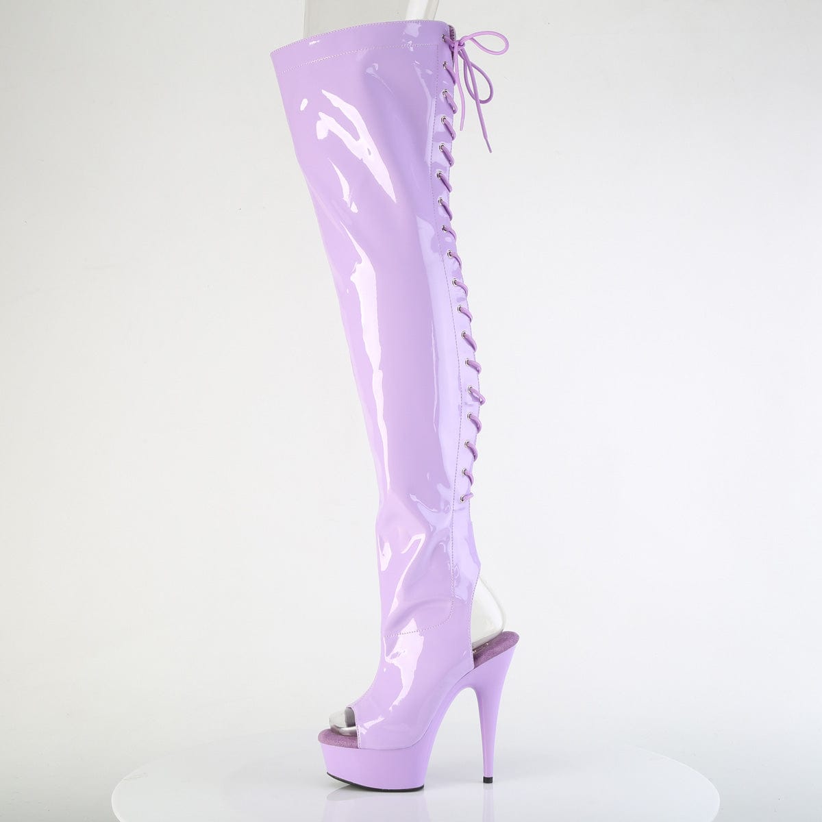 DELIGHT-3017 Platform Shoes Lavender Stretch Patent Lavender