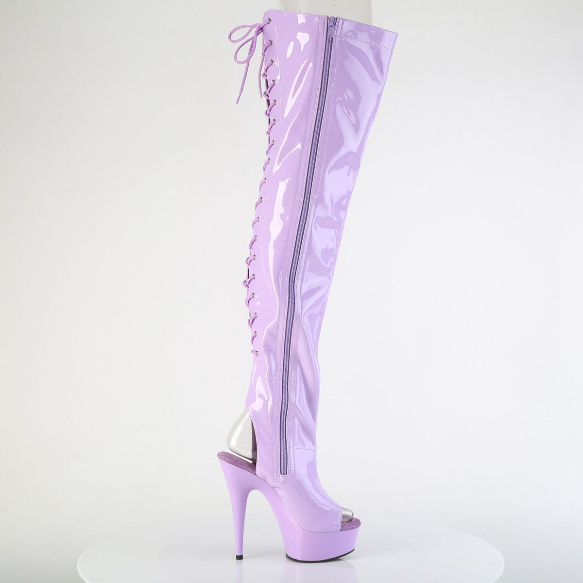 DELIGHT-3017 Platform Shoes Lavender Stretch Patent Lavender