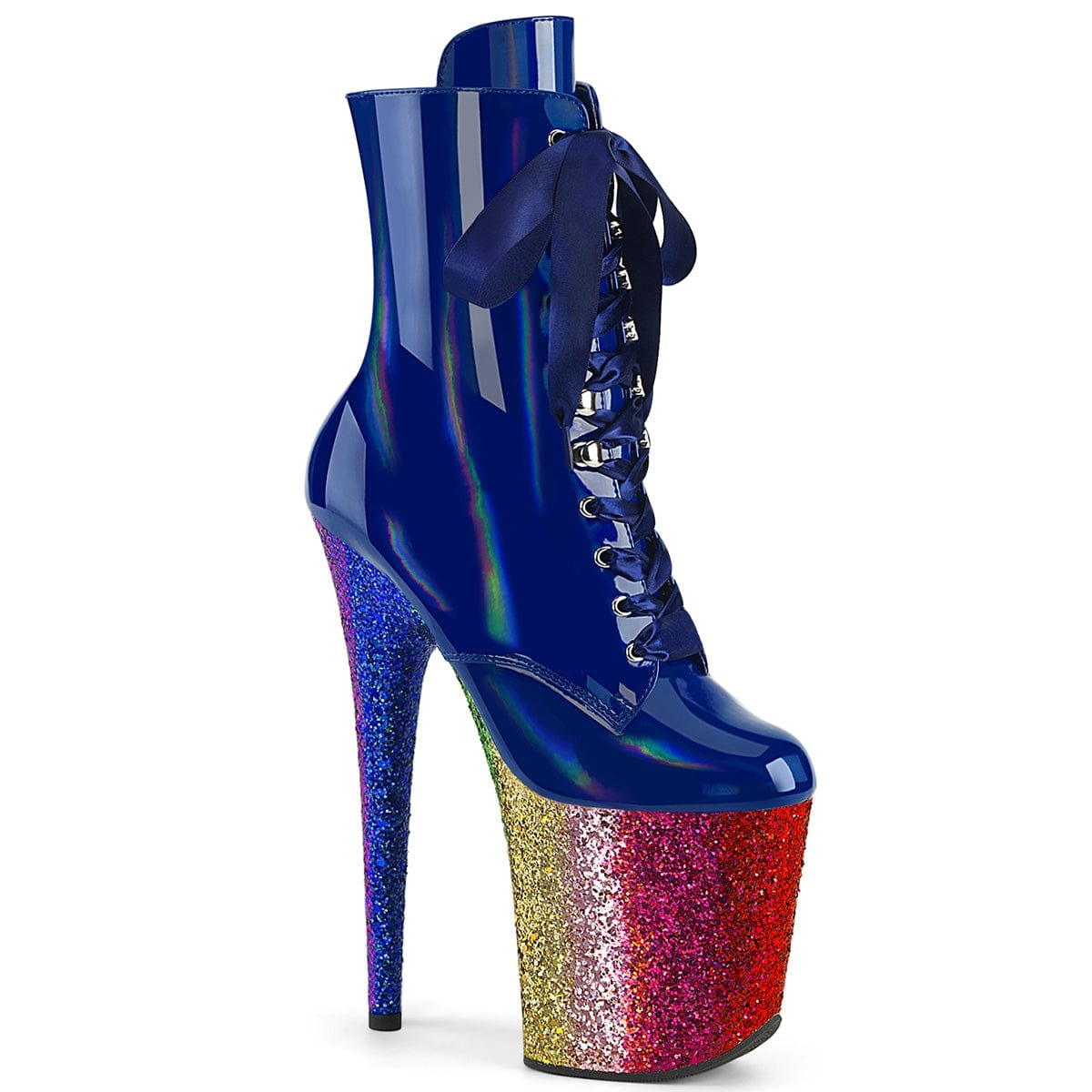 FLAMINGO-1020HG Royal Blue Hologram Patent/Rainbow Glitter Pleaser US Size (Women's): 5