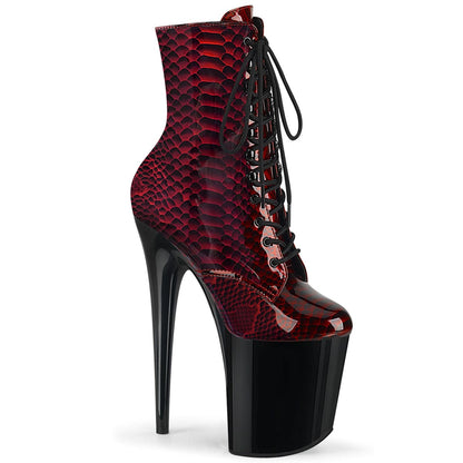 FLAMINGO-1020SP Red Snake Print Patent/Black Ankle Boot Pleaser US Size (Women's): 5