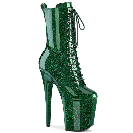 FLAMINGO-1040GP Platform Shoes Emerald Green Glitter Patent M