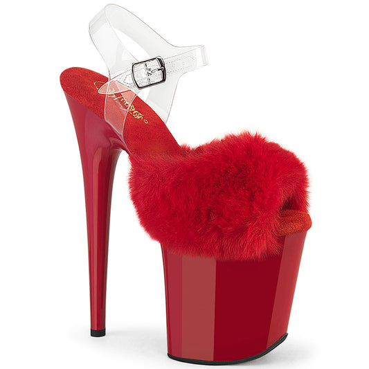 FLAMINGO-808FUR Red Faux Fur-Clear TPU/Red