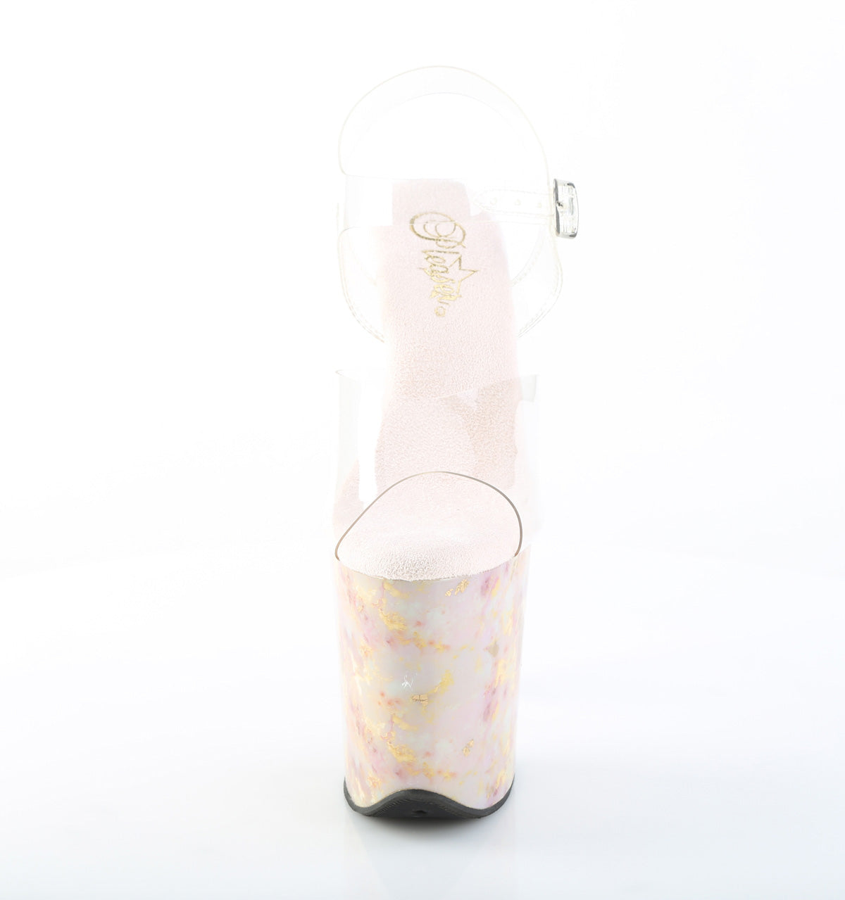 FLAMINGO-808MB Clear/Blush-Gold Marble Platform Shoes