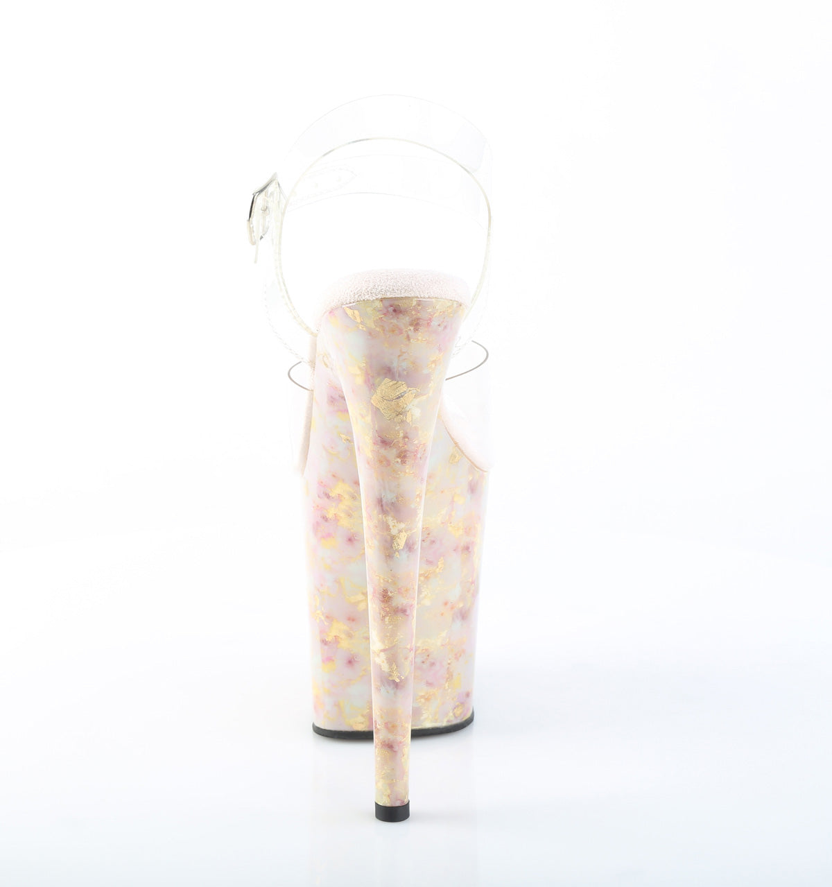 FLAMINGO-808MB Clear/Blush-Gold Marble Platform Shoes