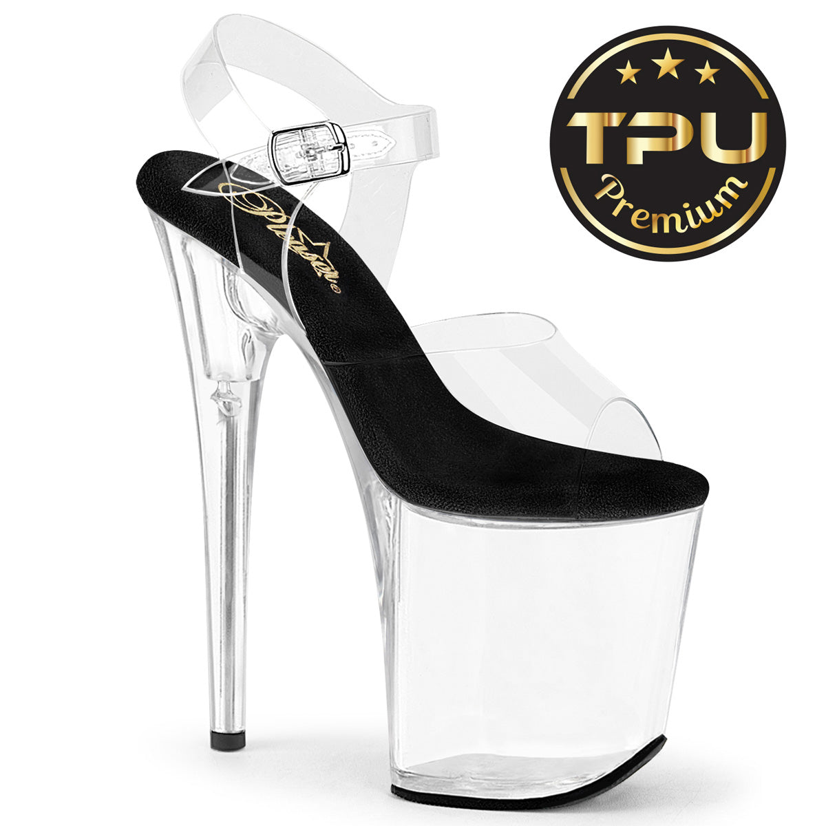 FLAMINGO-808PREM Clear TPU-Black/Clear Platform Shoes