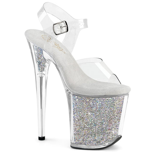 FLAMINGO-808RSI Clear/Clear-Silver AB RS Platform Heels