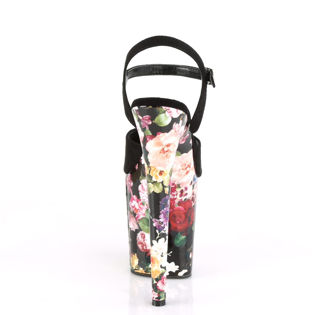 FLAMINGO-809WR Black Faux Suede/Flower Print Wrapped