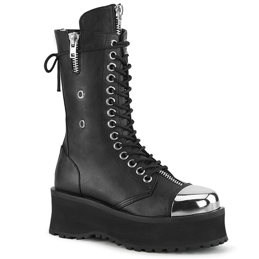 GRAVEDIGGER-14 Black Vegan Leather Mid-Calf Boot Demonia US Size (Unisex/Men's): 4