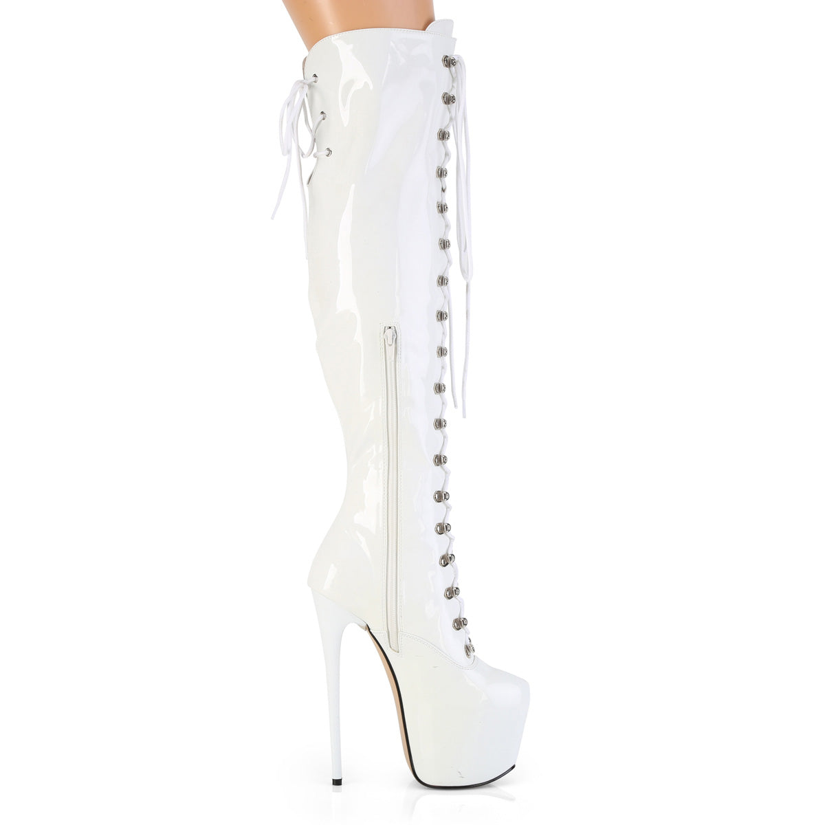 JUBILANT-3012 White Stretch Pat Platform Shoes