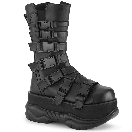 NEPTUNE-210 Black Vegan Leather Mid-Calf Boot Demonia US Size (Unisex/Men's): 4