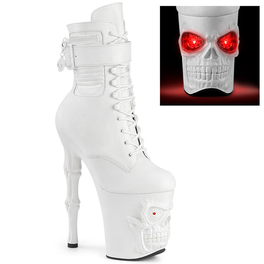 RAPTURE-1020STR-LT White Faux Leather/White Matte Platform Shoes