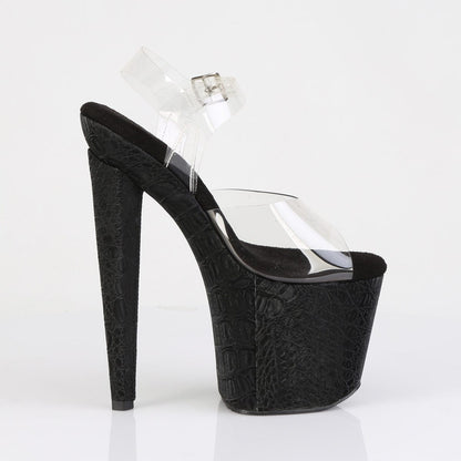 RAZZLE-808WR Clear/Black Reptile Print Pleaser US Size (Women's): 6