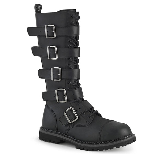 RIOT-18BK Black Vegan Leather Knee Boot Demonia US Size (Unisex/Men's): 4