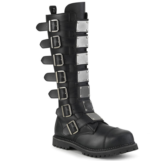 RIOT-21MP Black Vegan Leather Knee Boot Demonia US Size (Unisex/Men's): 4