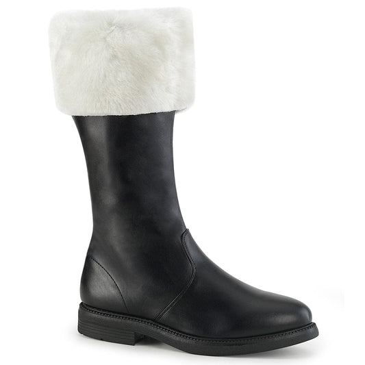 SANTA-100 Black Pu-White Faux Fur