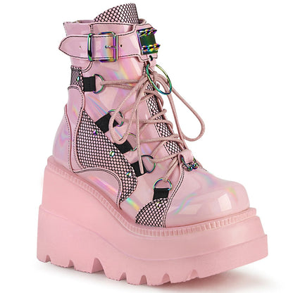 SHAKER-60 Baby Pink Hologram Ankle Boot Demonia US Size (Women's): 6