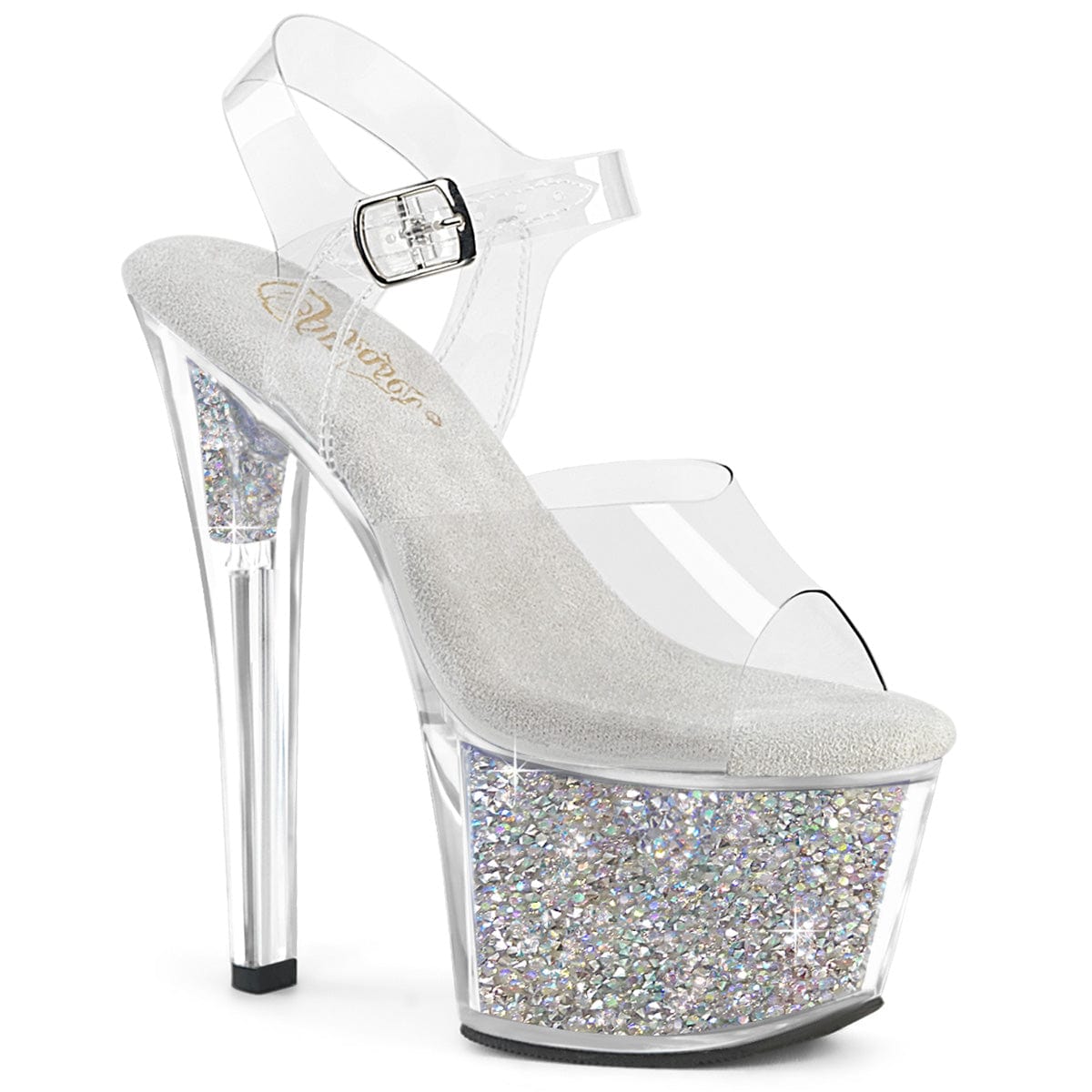 SKY-308RSI Clear/Clear-Silver AB RS Platform Heels Pleaser US Size (Women's): 5