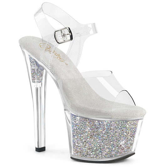 SKY-308RSI Clear/Clear-Silver AB RS Platform Heels