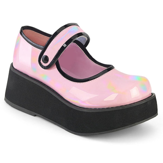 SPRITE-01 Baby Pink Hologram Patent Demonia US Size (Women's): 6