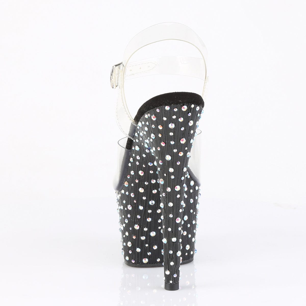 STARDANCE-708 Platform Shoes Clear/Black-Silver Multi Rhinestone