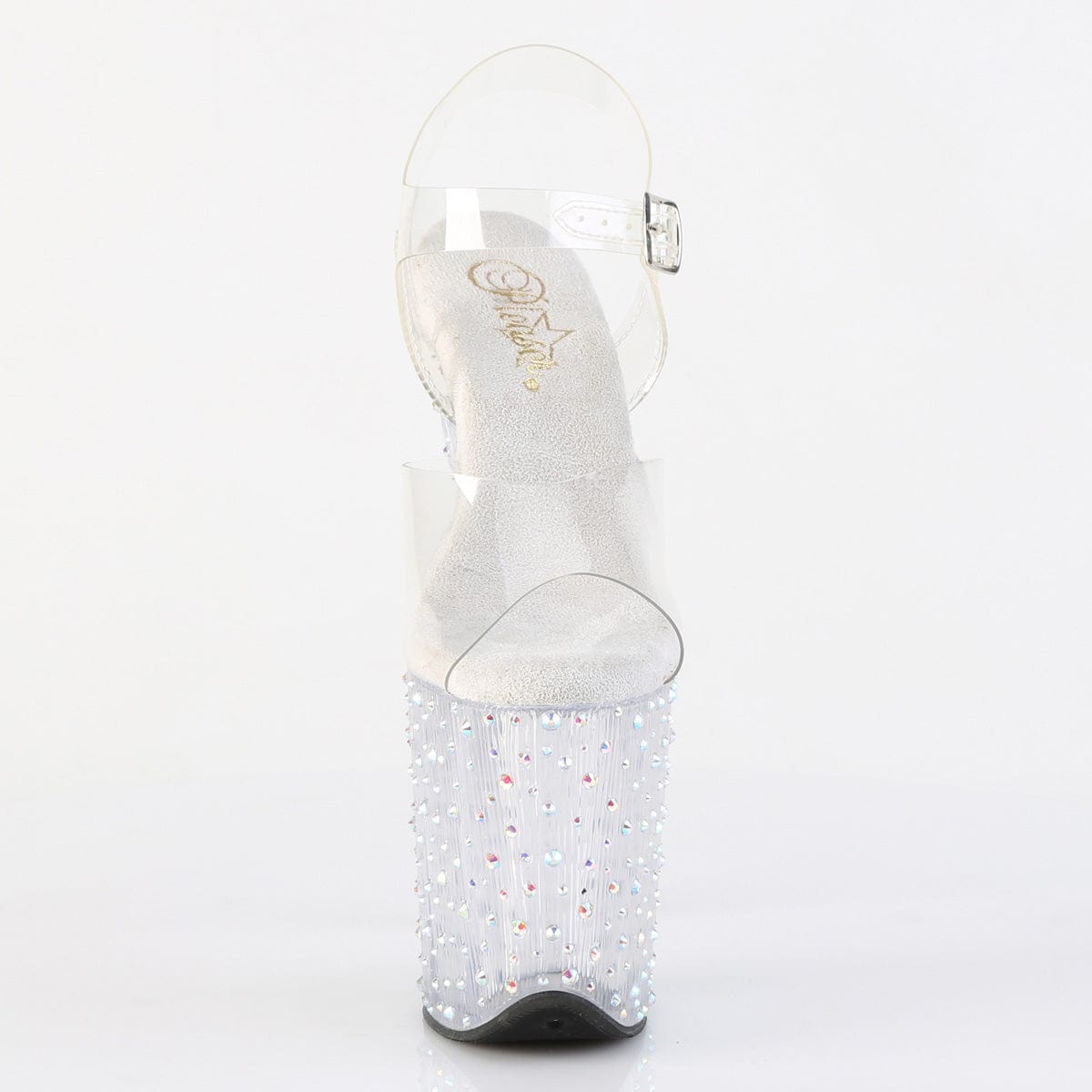 STARDANCE-808 Platform Shoes Clear/Clear-Silver Multi Rhinestone