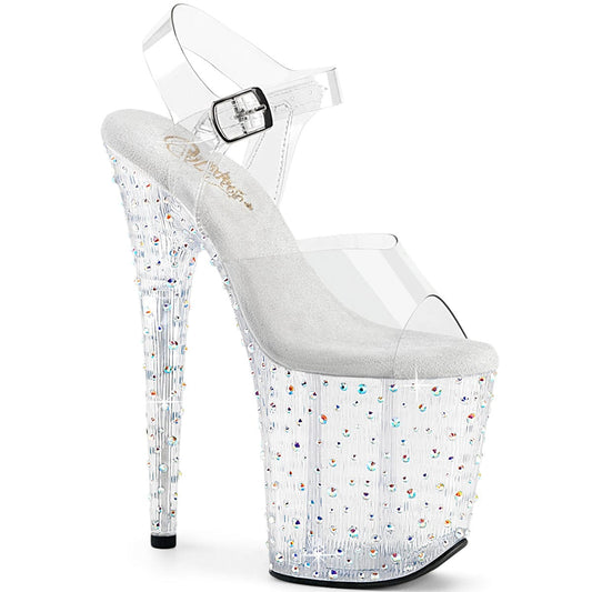 STARDANCE-808 Platform Shoes Clear/Clear-Silver Multi Rhinestone